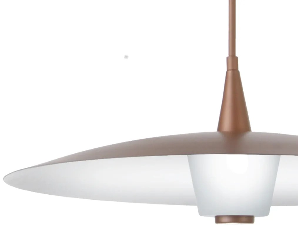 Pendente Eclisse Ø50X41Cm Disco Curvo Metal Alumínio E Vidro 01Xled 9W... (COBRE FOSCO)