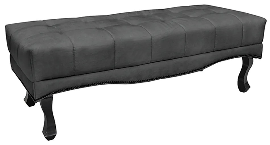 Recamier Decorativo 90cm Loewe Suede Pés de Madeira Cinza G63 - Gran Belo