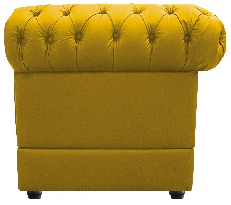 Kit Poltrona e Namoradeira Chesterfield Ana Suede Amarelo - ADJ Decor