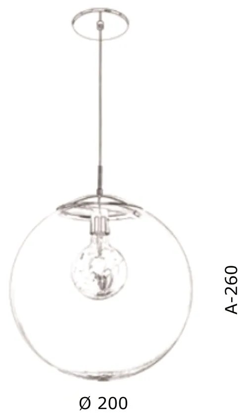 Pendente Globo Fechado Ø20X26Cm Metal E Globo Ø20Cm 01Xe27 |Old Artisa... (CAFÉ, CLEAR (TRANSPARENTE))