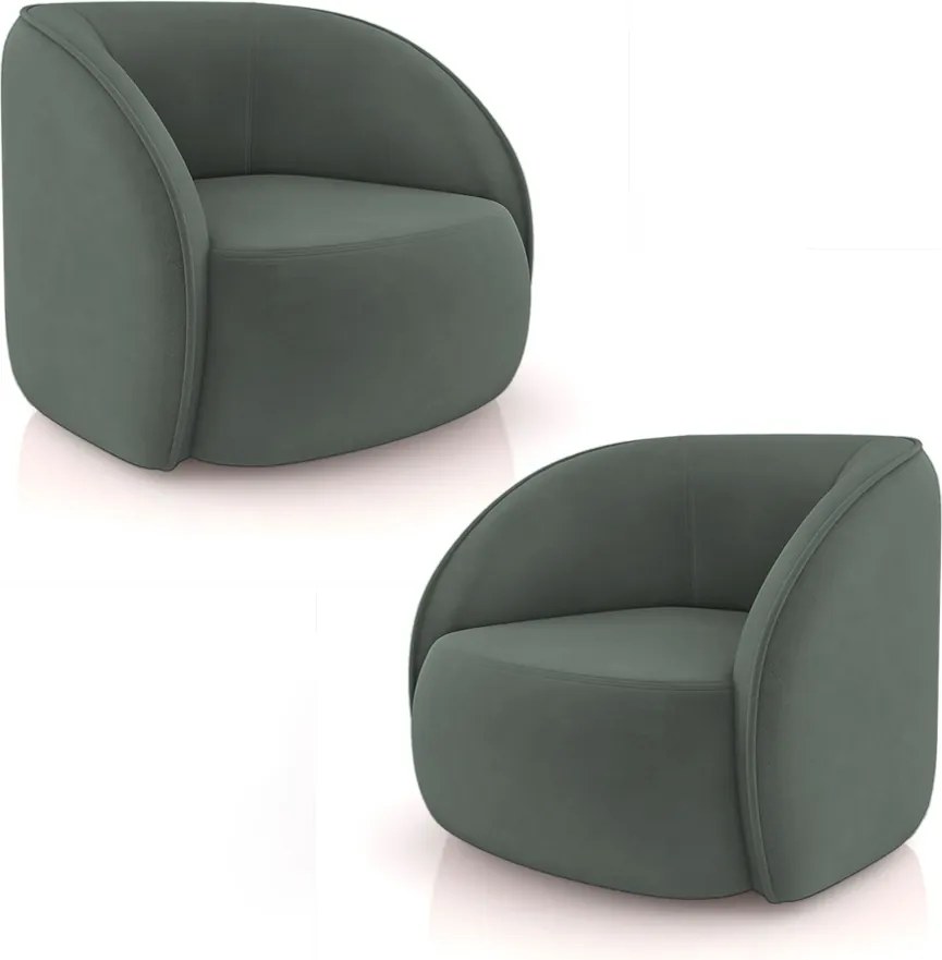 Kit 2 Poltronas Decorativas Sala de Estar Clarke Veludo Grafite G45 - Gran Belo