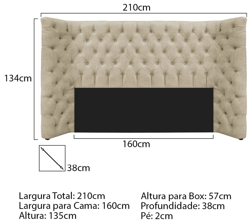 Cabeceira Queen Everest P02 160 cm para cama Box Corano - ADJ Decor