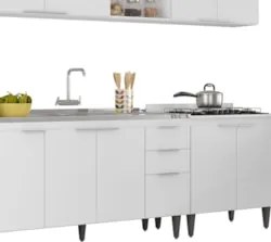 Armário de Cozinha CP05 Com Pia 150cm Pérola Z34 Branco     - Mpozenat