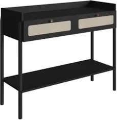 Aparador Para Sala 2 Gavetas Pés Madeira Arlo A10 Nero/Preto - Mpozena