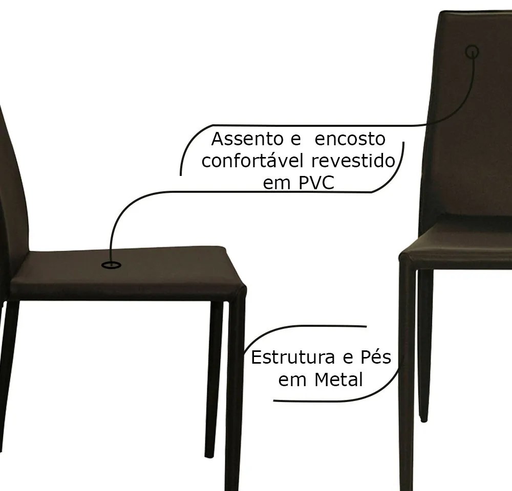 Kit 4 Cadeiras Decorativas Sala e Cozinha Karma PVC Marrom G56 - Gran Belo