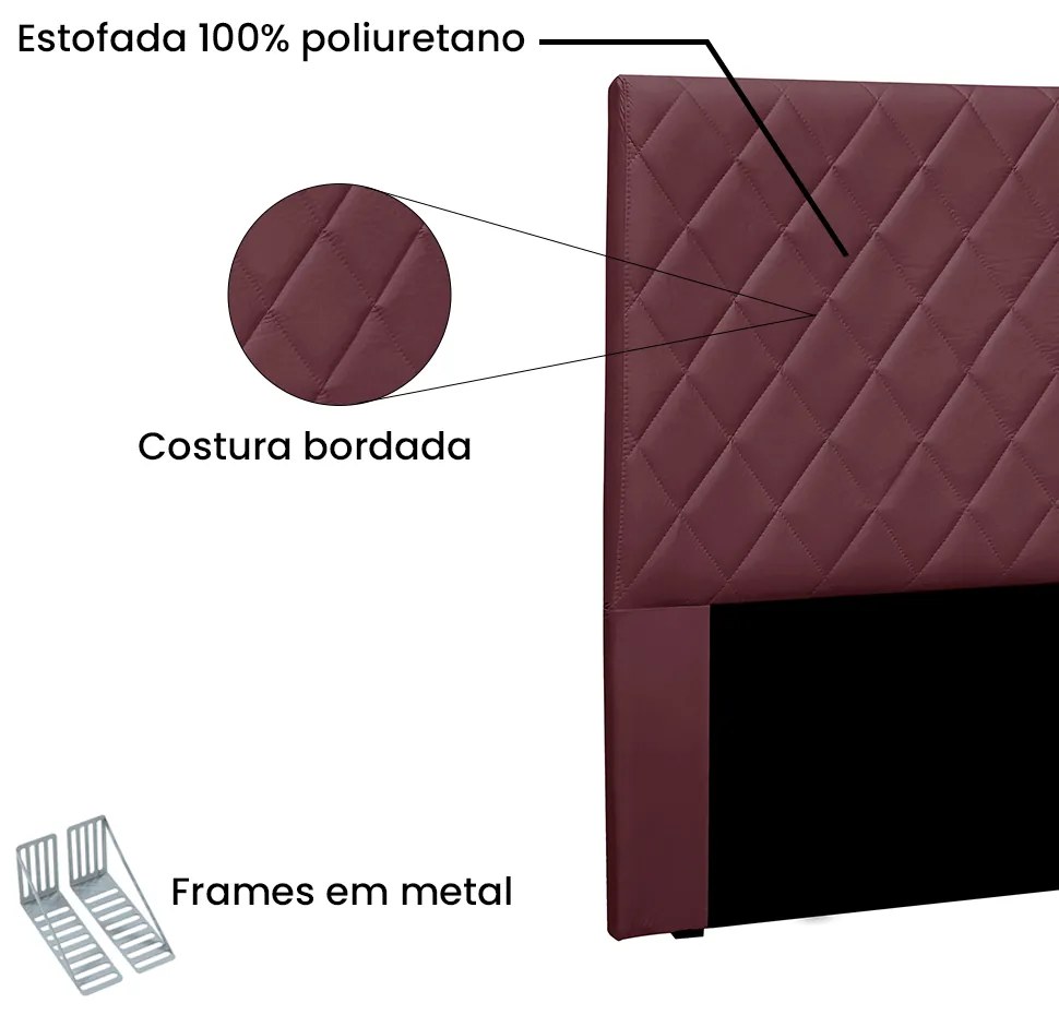 Cabeceira Cama Box Queen 160 cm Dubai Veludo S04 - D'Rossi - Vinho