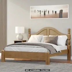 Cama Casal Clássica Queen 160cm Pé Madeira Eduarda Freijó F07 - Mpozen