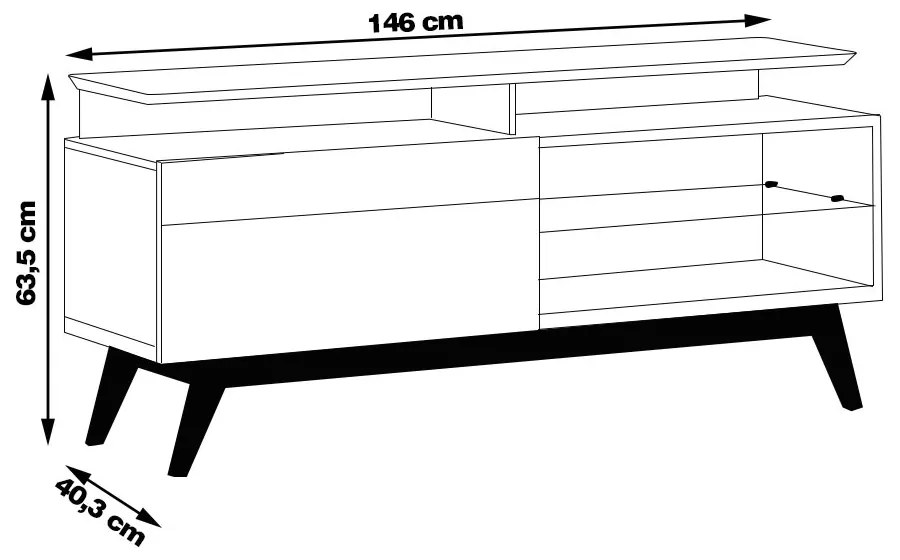 Rack Bancada 1 Gaveta com Nicho 146cm Amy Off White/Nature G29 - Gran Belo