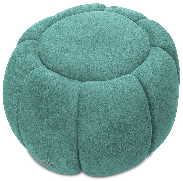 Puff Redondo Orgânico para Sala Cloud Bouclê E03 - D'Rossi - Azul Turquesa