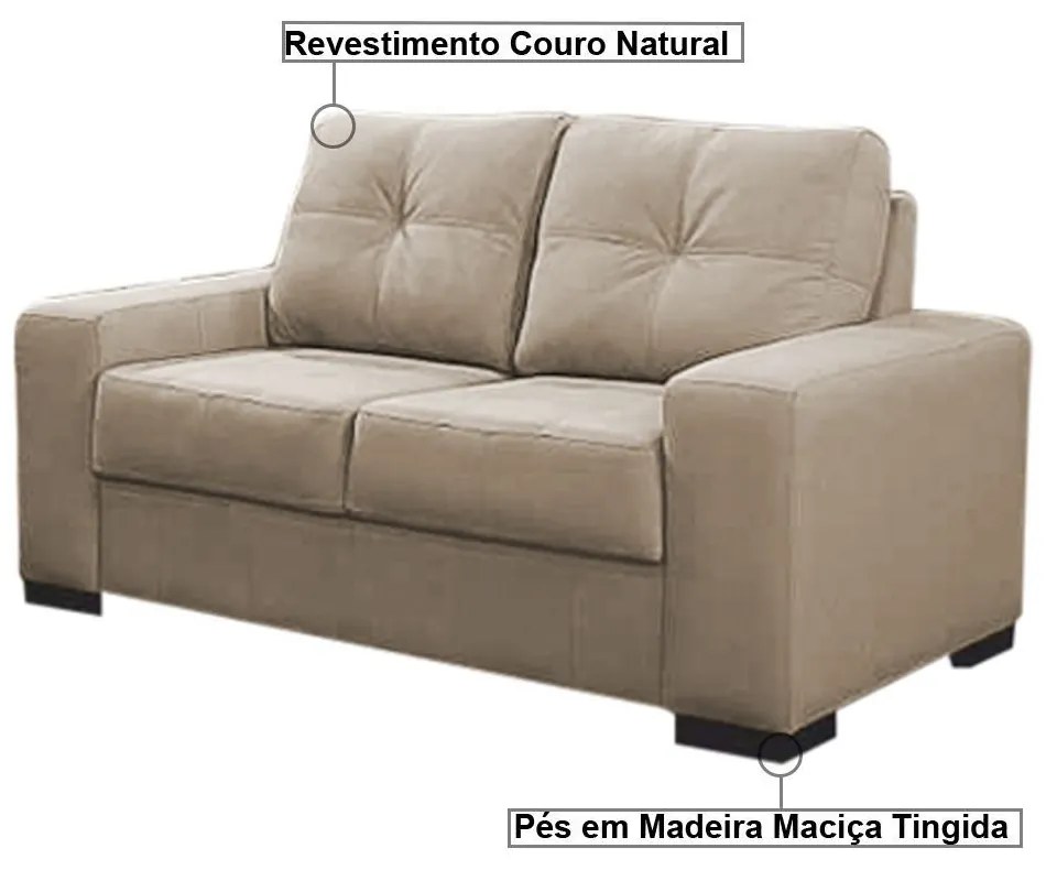 Sofá 2 Lugares 150cm Turim Couro Bege 66 G58 - Gran Belo
