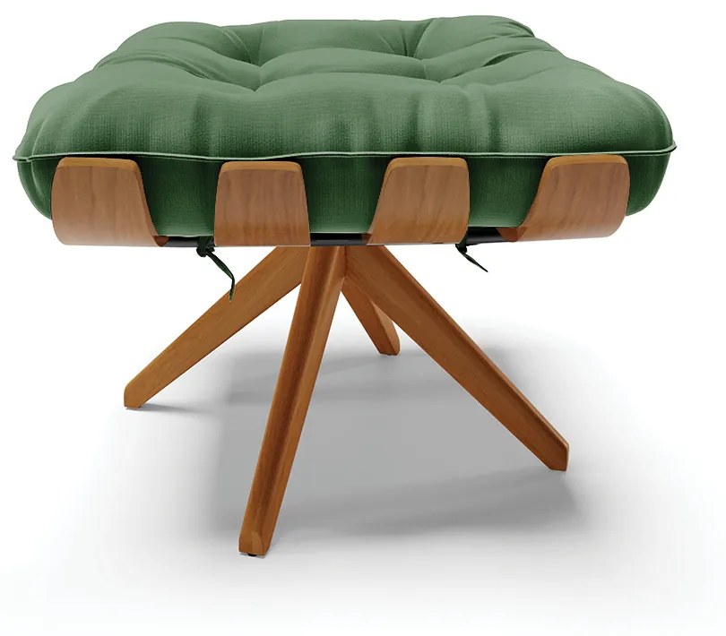 Puff Giratório Costela Suede Base de Madeira MA30 M11 - D'Rossi - Verde