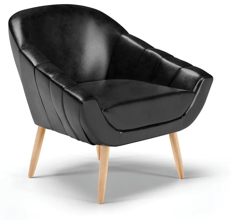 Poltrona Giovana Corano Pés Palito Natural - Indo Decorar - Preto