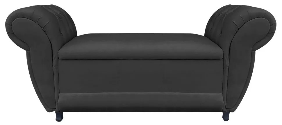 Recamier com Baú Grécia 195 cm Namoradeira Calçadeira Suede Preto D'Rossi