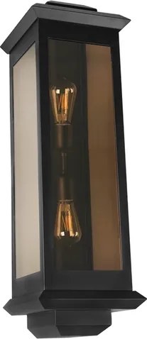 Arandela Vidro Aluminio Preto 78,1X24cm Toscana Trap Duo