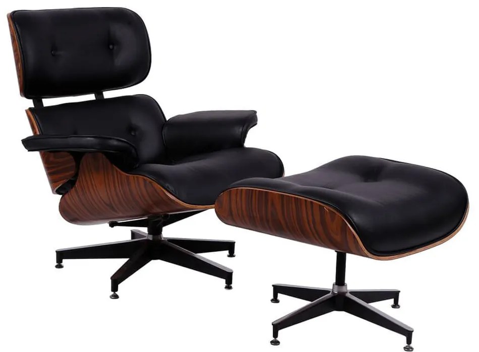 Poltrona Charles Eames com Puff - Preto