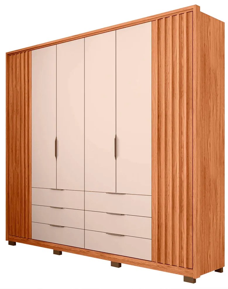 Guarda Roupa Essence Casal Ripado 6 Portas de Bater 6 Gavetas MDP Freijo/OffWhite G11 - Gran Belo