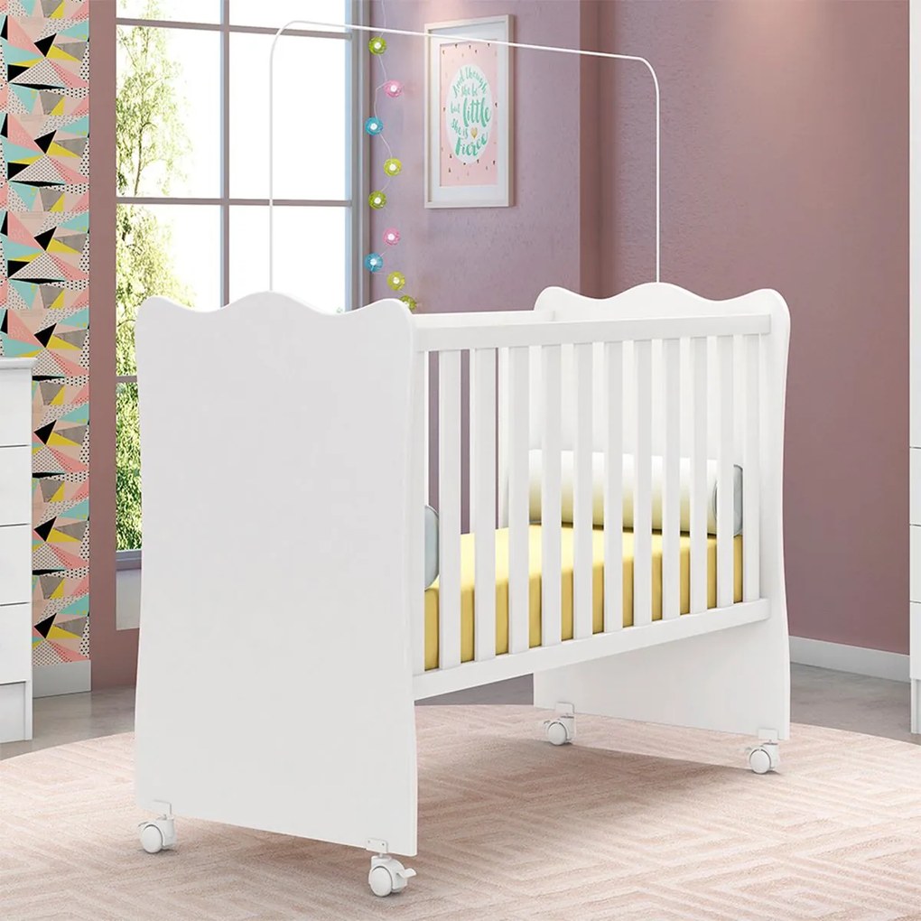Kit Berço e Cômoda Infantil 4 Gavetas Brilhar Q01 - ADJ Decor