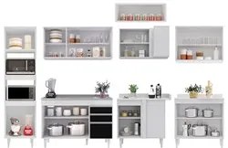 Armário de Cozinha Modulada de Canto 8 Peças CP03 Balcão com Pia Inox