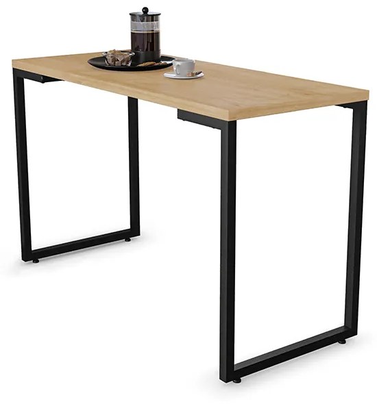 Mesa de Cozinha Industrial Porto Natural 120 cm com 04 Banquetas Manu Corino Preto - D'Rossi