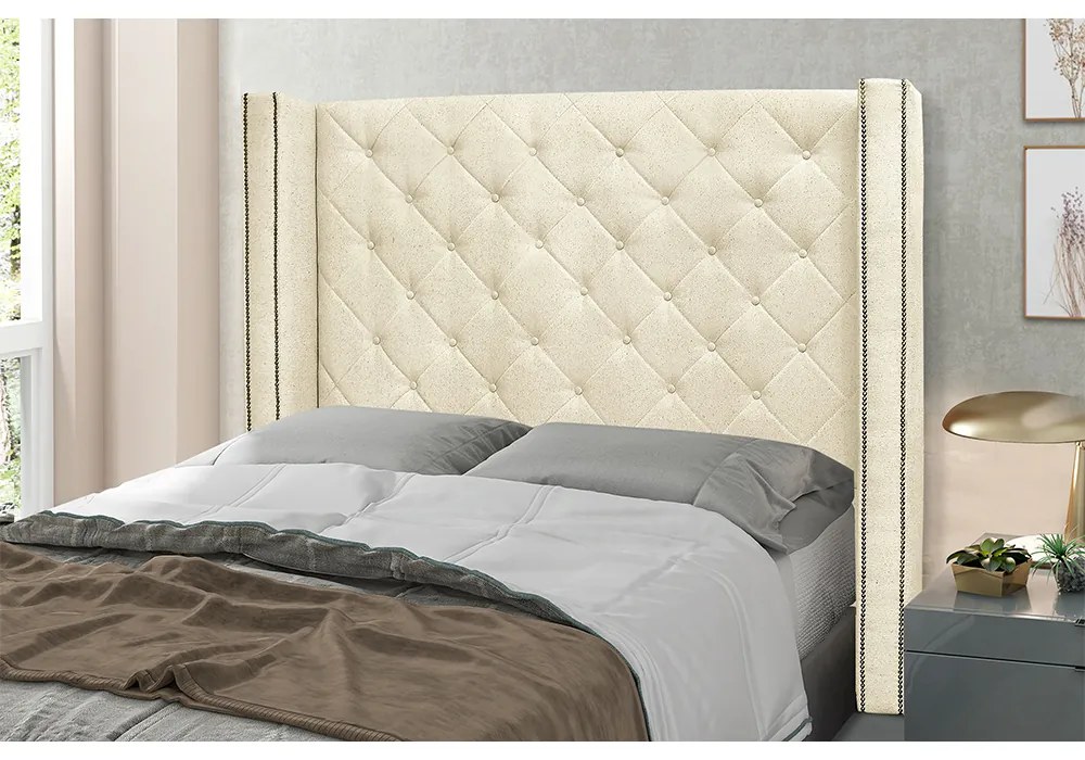 Cabeceira Cama Box Queen 160 cm Vicenza Linho S04 - D'Rossi - Perola