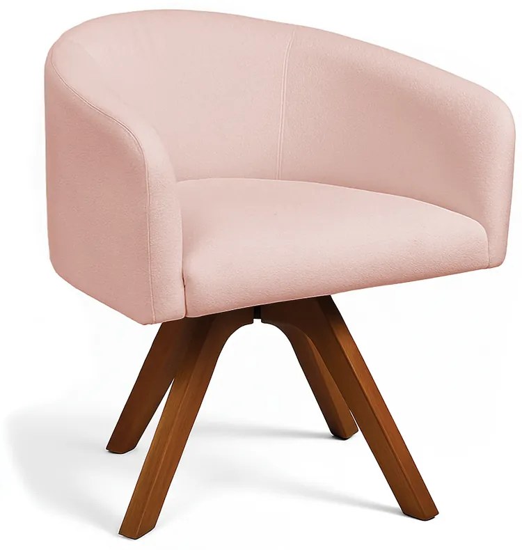 Poltrona Sala Base Giratória Madeira Arielle Bouclê Rosê D03 - D'Rossi