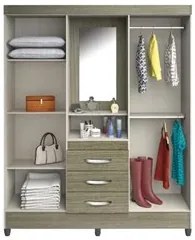Guarda Roupa de Casal Capri 04 Portas e 03 Gavetas Flex Branco ou Bran