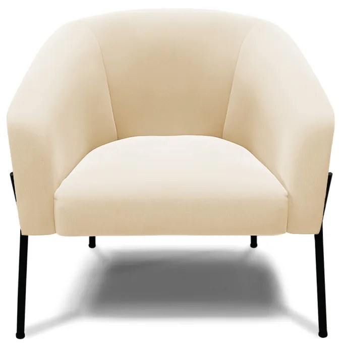 Poltrona Sala Decorativa Pé de Ferro Preto Kit 2 Stella Suede D03 - D'Rossi - Bege