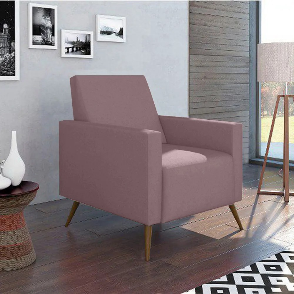 Poltrona Decorativa Amamentação Gabi Pé Palito Suede Crepe