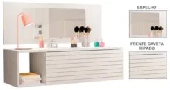 Penteadeira Suspensa com Painel e Espelho Joy Z49 Branco - Mpozenato