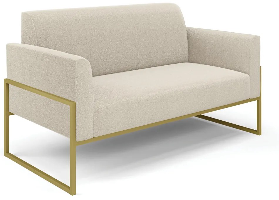Sofá 2 Lugares Namoradeira Industrial Alta Dourado Marisa Bouclê Bege
