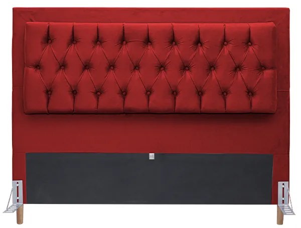 Cabeceira Cama Box Queen 160cm Paris Capitonê Suede Vermelho - Sheep Estofados - Vermelho