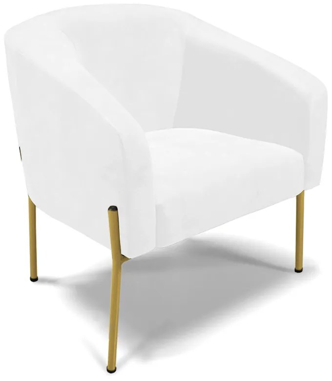 Namoradeira e 2 Poltronas Pé de Ferro Dourado Stella Sintético PU D03 - D'Rossi - Branco