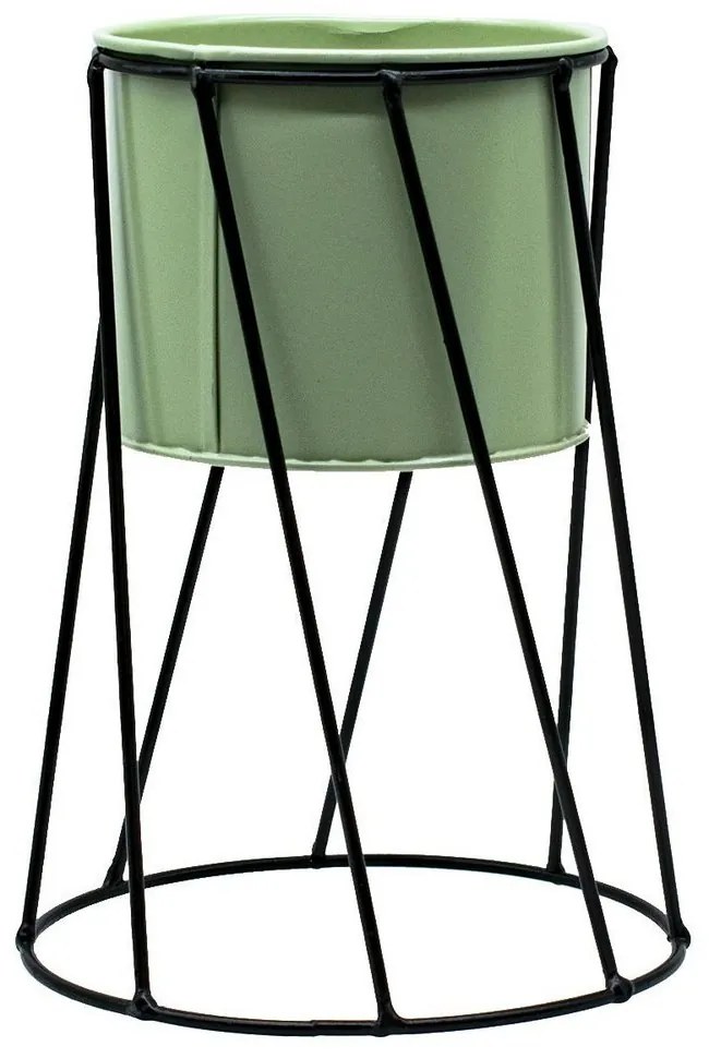 Kit Vaso Suporte Trip&eacute; Ch&atilde;o Planta Cachepot Jardinagem Ferro