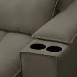 Sofá Retrátil 3 Lugares com Porta Copo 210cm Andes F05 Veludo Marrom -