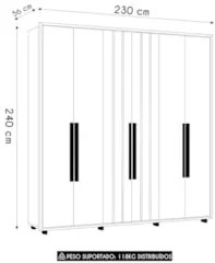 Guarda Roupa Casal 230cm Com 6 Portas Barok Off/Cinamomo Z10 - Mpozena