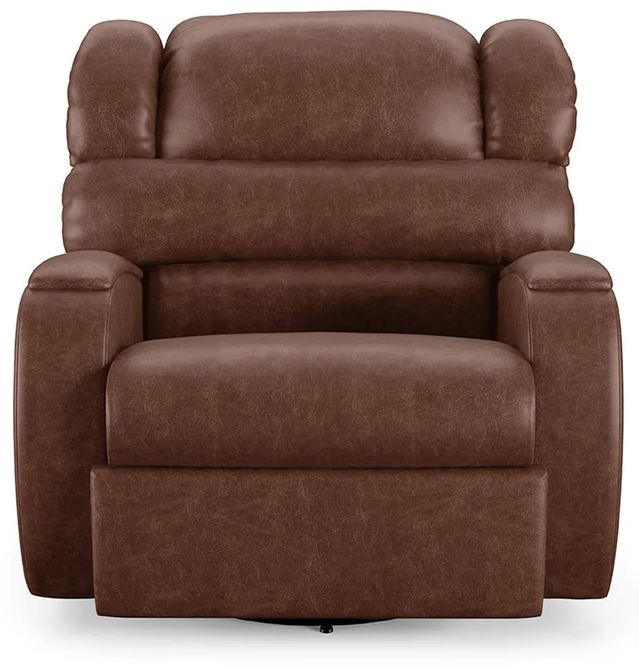 Poltrona do Papai Sala de Cinema Reclinável Kylie Glider Manual Giratória PU Marrom Brilho G23