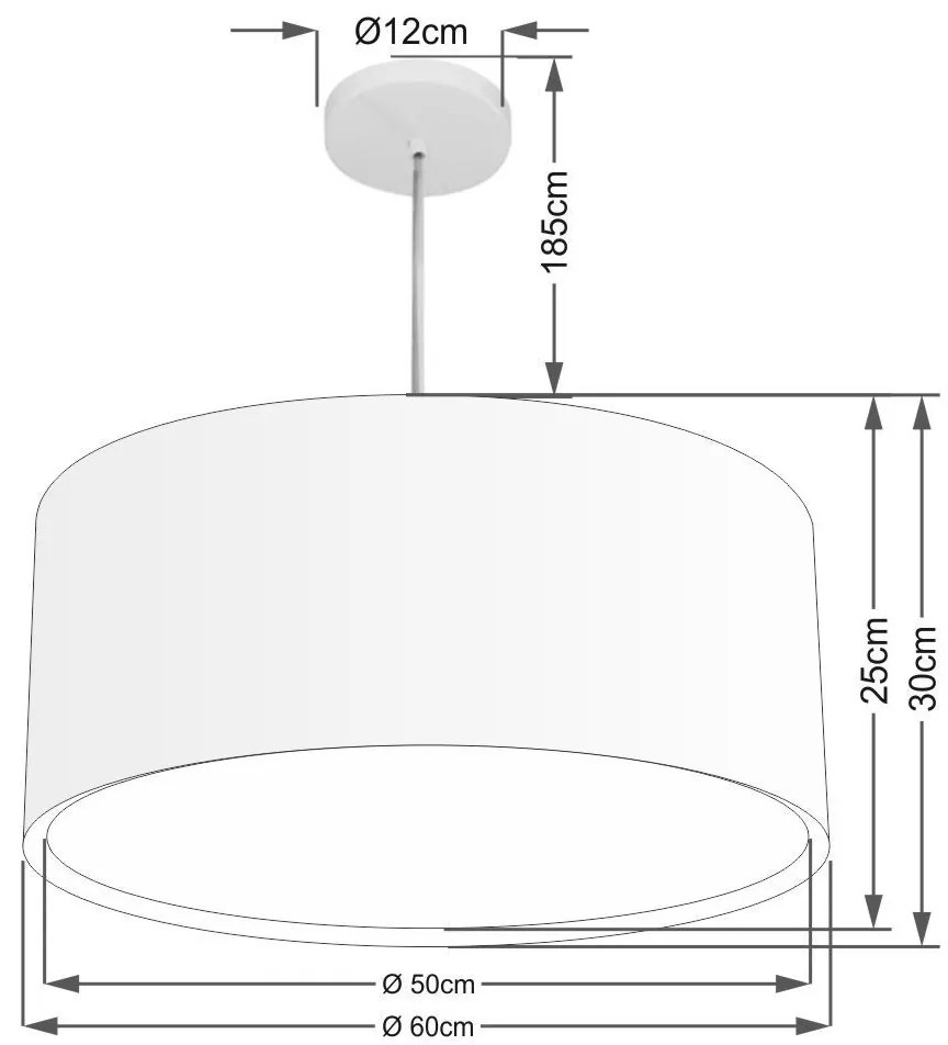 Lustre Pendente Cilíndrico Duplo Md-4298 Cúpula em Tecido 60x30cm Café - Bivolt