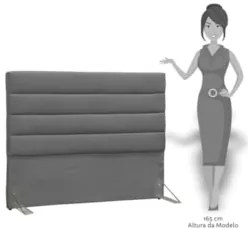 Cabeceira Casal 140cm Greta Suede Liso Cinza Z51 - Mpozenato