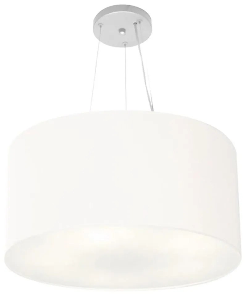 Lustre Pendente Cilíndrico Md-4191 Cúpula em Tecido 55x25cm Branco - Bivolt