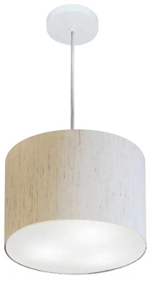 Lustre Pendente Cilíndrico Md-4210 Cúpula em Tecido 30x25cm Linho Bege - Bivolt