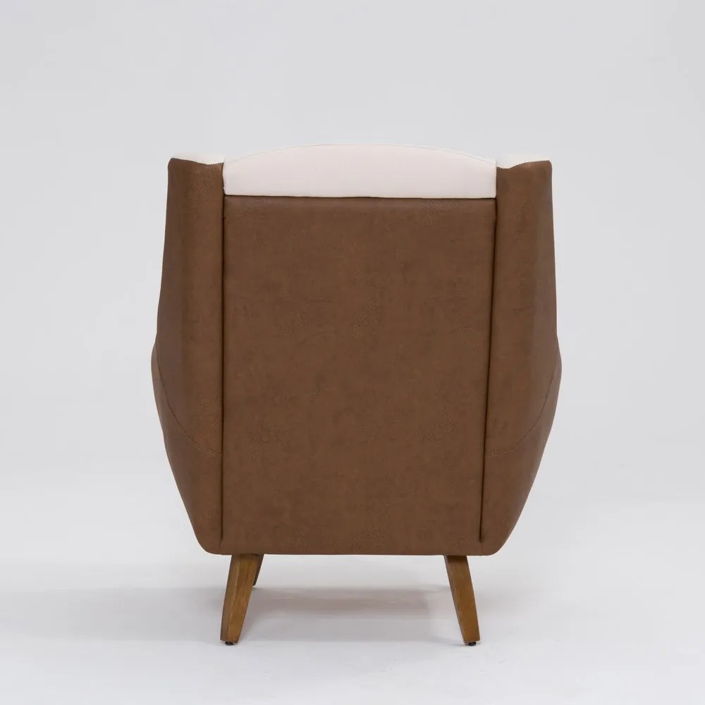 Poltrona Decorativa Mildred D07 Pés Madeira Corano Terracota e Linho Pérola - D'Rossi
