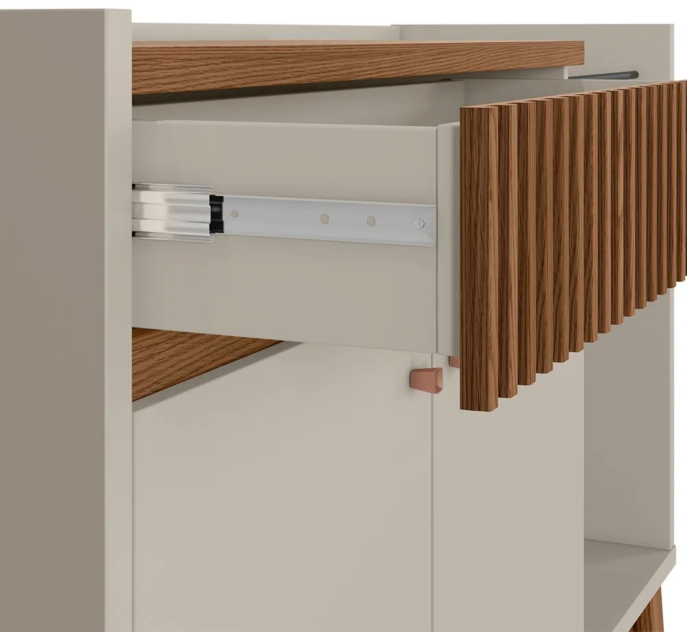 Buffet Aparador Carol 2 Portas Freijó e Off White 87x133 cm L04 - D'Rossi