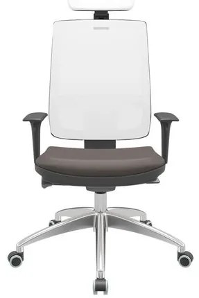 Cadeira Office Cinza Tela Branca Com Encosto Assento Vinil Café Autocompensador 126cm - 63279 Sun House