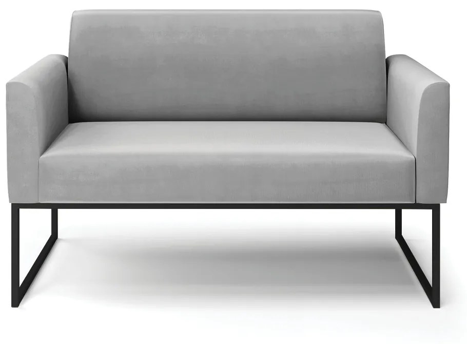 Sofá 2 Lugares Namoradeira Marisa Industrial Preto Suede D03 - D'Rossi - Cinza
