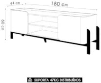 Rack Bancada de TV 65 Pol 180cm Chest D04 Off White/Cedro - Mpozenato