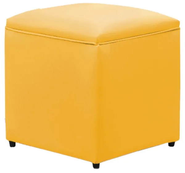 Puff Decorativo Quadrado para Sala Lígia Sintético E03 - D'Rossi - Amarelo