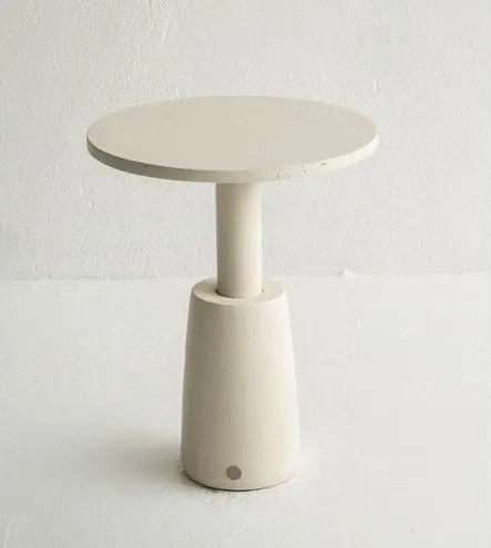 Mesa Lateral Circular Clara Concreto Branco