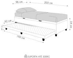 Bicama Box Baú Solteirão 96x203cm Samy S05 Veludo Bege - Mpozenato