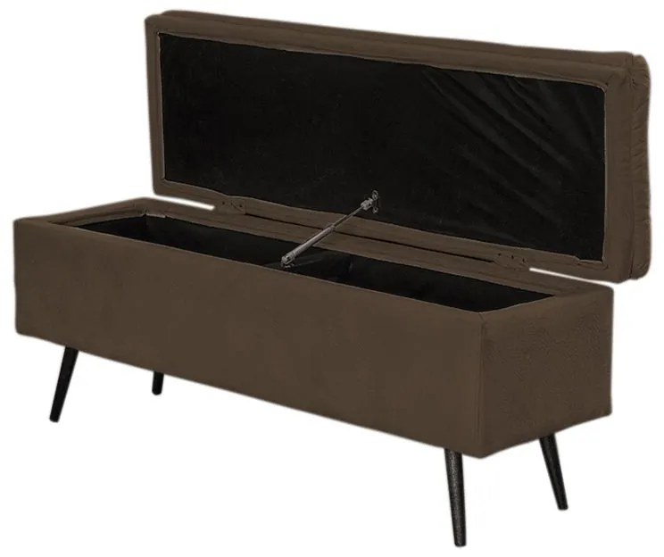 Cabeceira com Calçadeira Baú Casal 140cm Conforto Suede Marrom - Sheep Estofados - Marrom