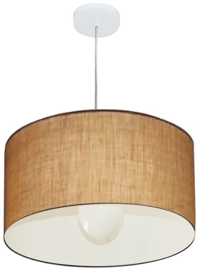 Lustre Pendente Cilíndrico Md-4205 Cúpula em Tecido 45x30cm Palha - Bivolt